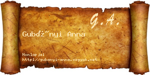 Gubányi Anna névjegykártya